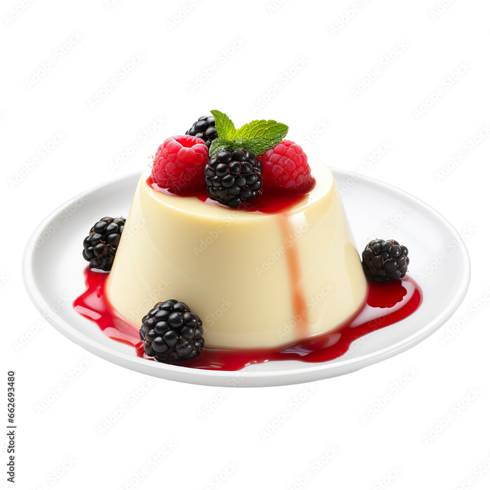 Panna cotta on a white background isolated PNG Panna cotta on a white background isolated PNG