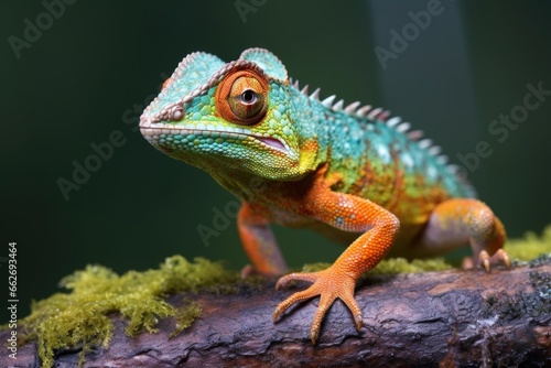 a chameleon changing its colors