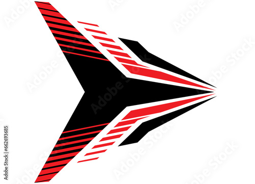 Abstraktnyy Vektornyy uzor v forme strelki na belom fone. Ukazatel'. Element dizayna na transportnoye sredstvo, avto, moto, kater, igrushku, sport. Sovremennyy   uzor . Vektornyy fon.
Abstract vector