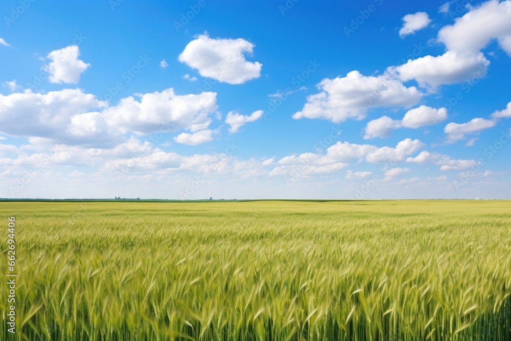 panoramic image of an undulating wheat field