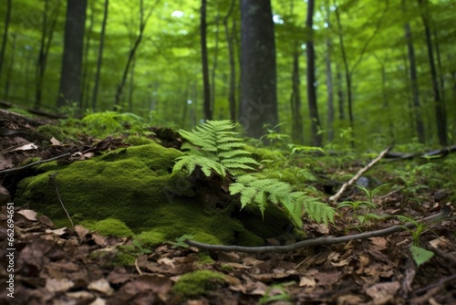 fresh green forest next to a dying one