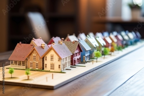 architectural miniature models of traditional houses on a wooden board