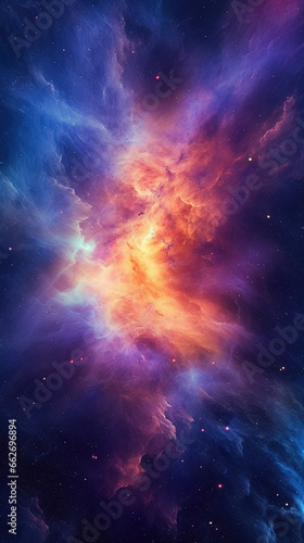 Colorful nebula in outer space. Beautiful illustration generated by Ai. Generative art.