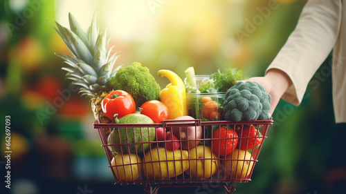 fresh vegetables in shopping basket