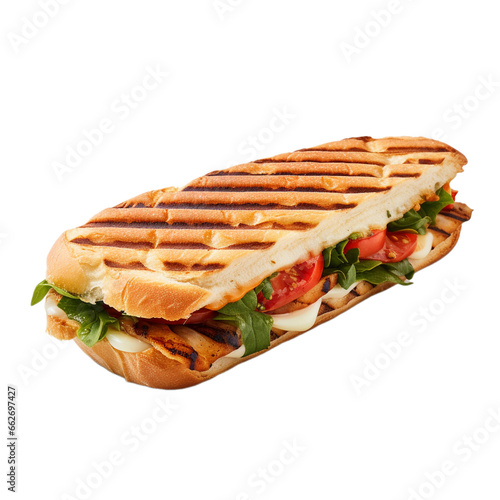 tasty grilled panini isolated on white background, ai generated