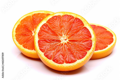 Grapefruits or red oranges  watercolor illustration  isolated on white background