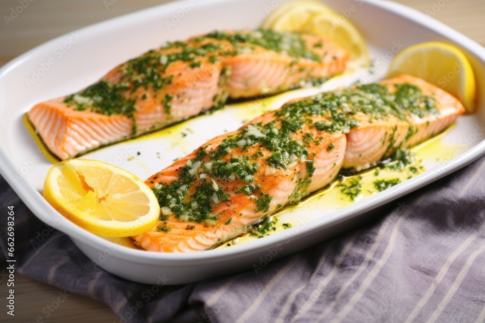 baked salmon with fresh garlic butter