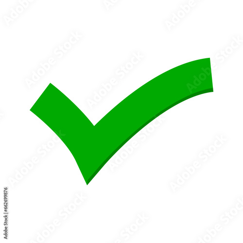 Flat design green check mark. Vector.