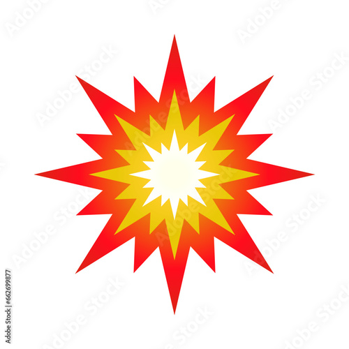 Explosion icon. Effect of impact and damage. Vector.