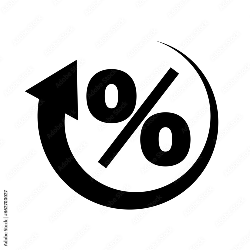 Yield icon. Percent sign and rotating arrow. Vector. Yield icon. Percent sign and rotating arrow. Vector.