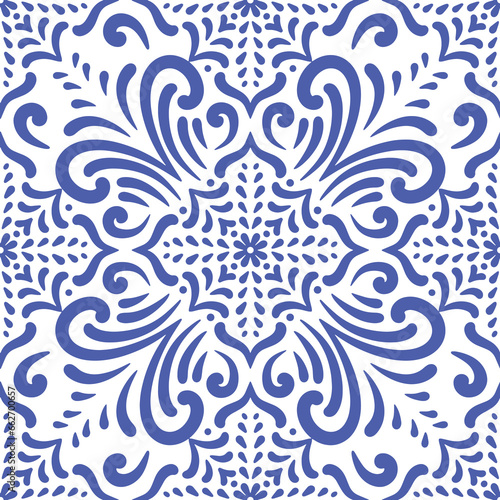 Ornamental blue and white patterns for any decor. © Lex_Sky