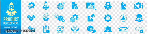 Product Development Editable Line icons Vector