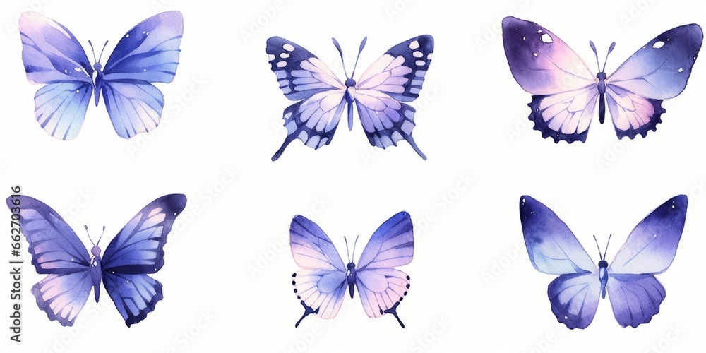 Set of flying gentle butterflies. Vector illustration in vintage watercolor style. Template for your design. Set of flying gentle butterflies. Vector illustration in vintage watercolor style. Template for your design.