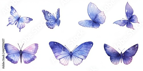 Set of flying gentle butterflies. Vector illustration in vintage watercolor style. Template for your design. © Artem