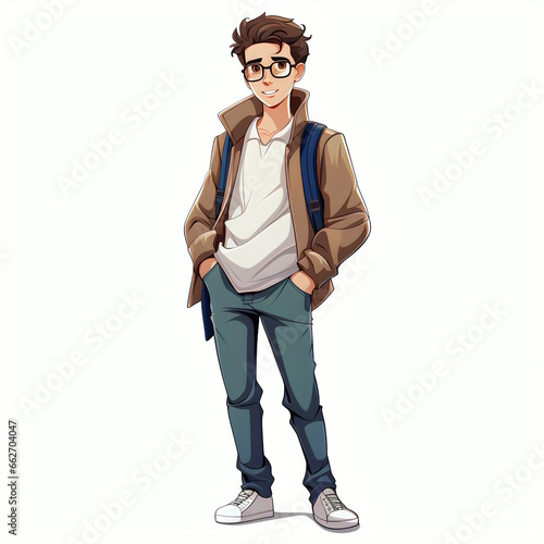 Cartoon Illustration of a Fashionable Young Man with Standout Style. © Kavita
