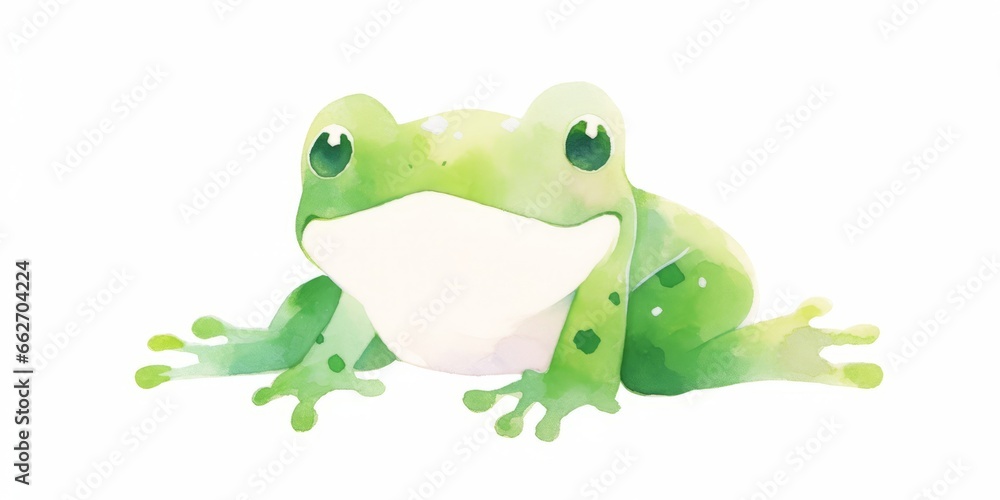 Cute frog hand drawn watercolor illustration.