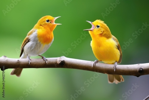 two birds on a branch, one singing to the other © Alfazet Chronicles