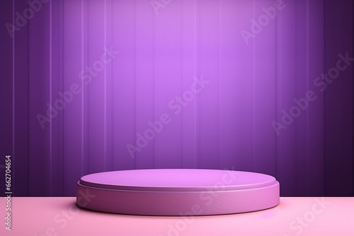 Round Purple Podium on Pink Table with Spotlight for Product Display