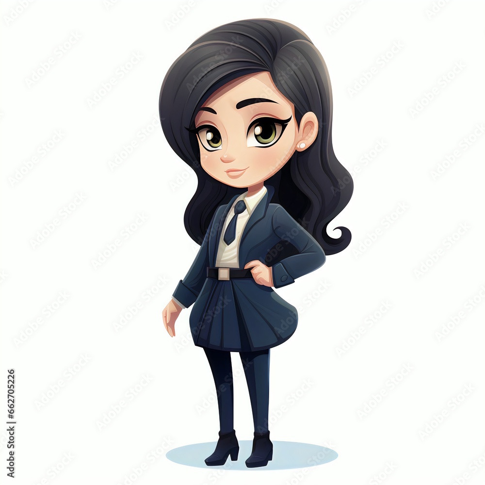 Girl Employee in Formal Attire Isolated on White Background. Girl Employee in Formal Attire Isolated on White Background.