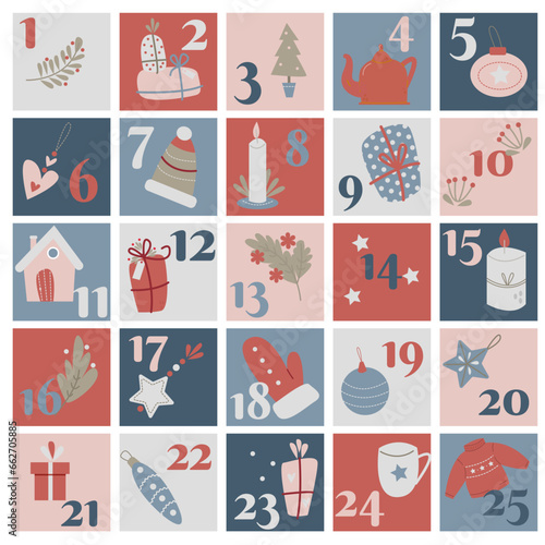 ector template for  christmas holiday advent calendar 