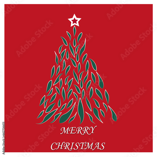 Felicitación de navidad con abeto de hojas.