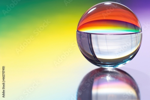 contact lens on a surface reflecting rainbow spectrum