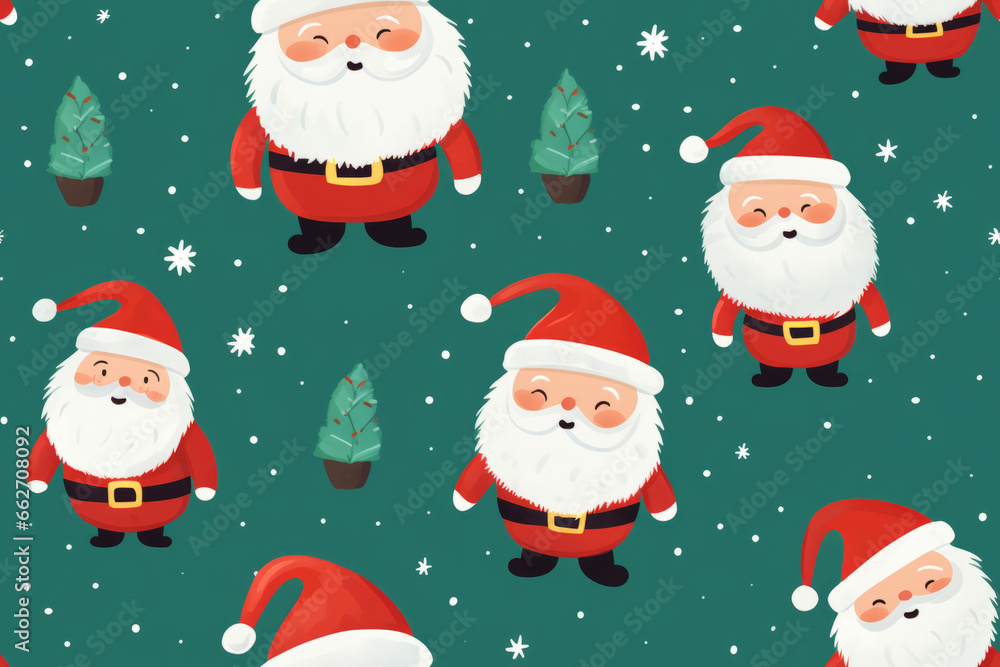 Father Christmas festive seamless pattern background