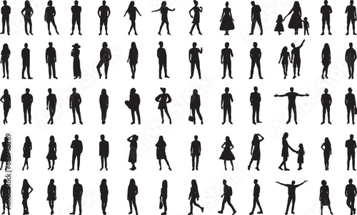 collection of people silhouettes, isolated vector