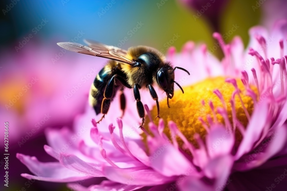 a bumblebee carrying pollen to a blooming flower a bumblebee carrying pollen to a blooming flower
