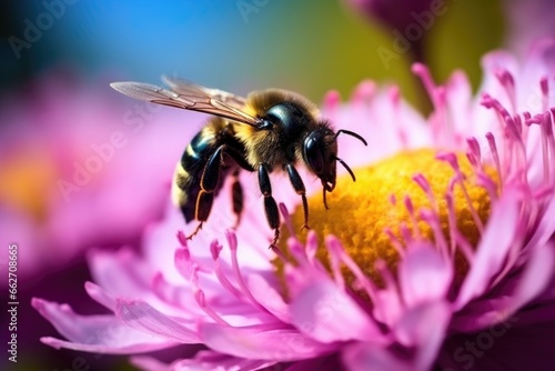 a bumblebee carrying pollen to a blooming flower © Alfazet Chronicles