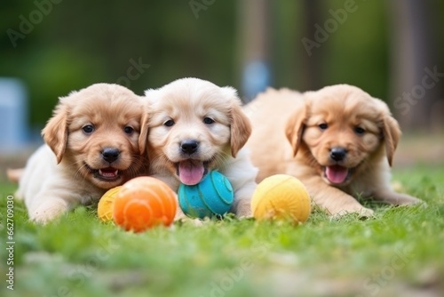 group of puppies playing with toys © Alfazet Chronicles