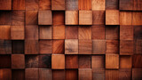 Dark color wood cube stack textured background, modern style wooden material abstract background. 