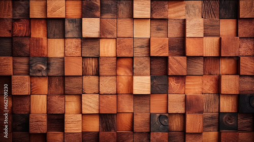 Dark color wood cube stack textured background  modern style wooden material abstract background.
