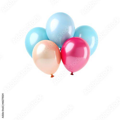 colored balloons isolated on transparent background or white background