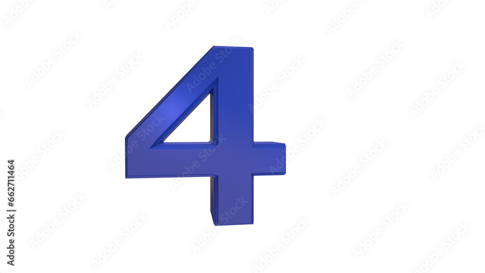 Obraz premium Creative blue 3d number 4
