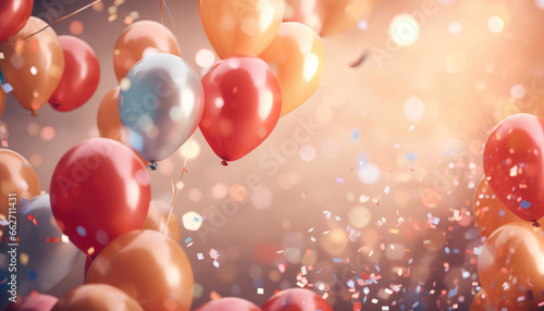 Beautiful Festive Background with Multicolored Balloons