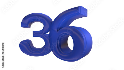 Creative blue 3d number 36