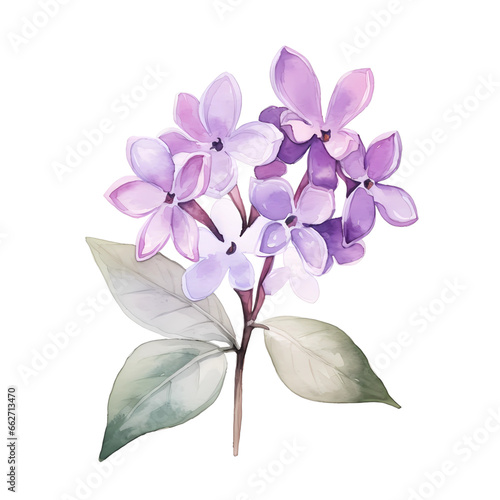 Lilac watercolor isolated, generative ai photo