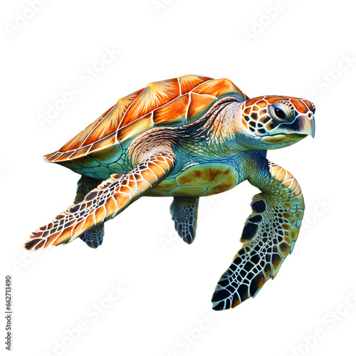 Sea turtle, on a transparent background 