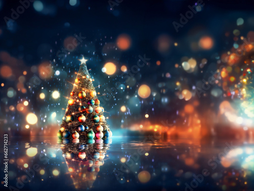 Christmas Tree With Baubles And Blurred Shiny Light © rakT
