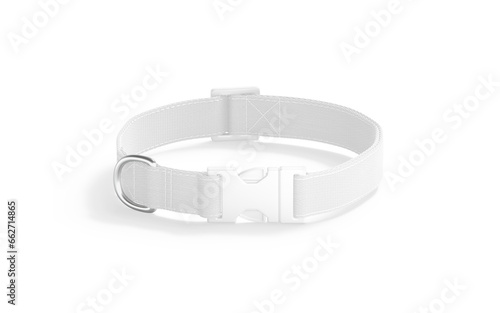 Blank white dog collar with plastic buckle mockup, side view photo