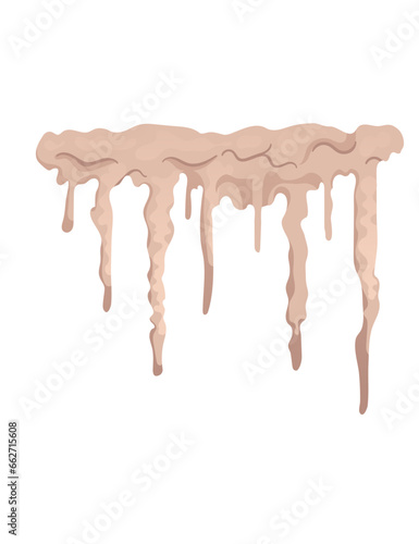 Cave stone mineral stalactite column natural growth geology formations vector illustration isolated on white background