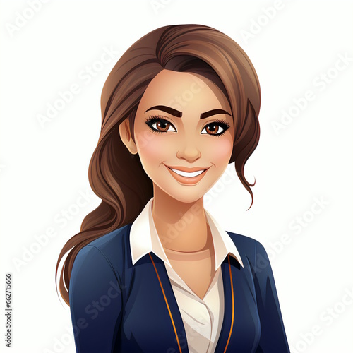 Cartoon Character of Smiling Female Employee Isolated on White Background.