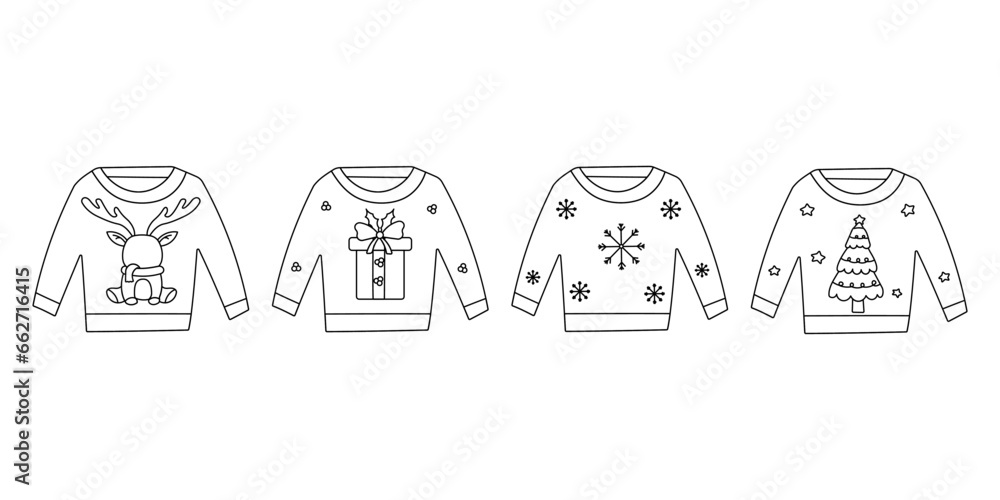 Fototapeta premium sweaters christmas vector style heat elements set