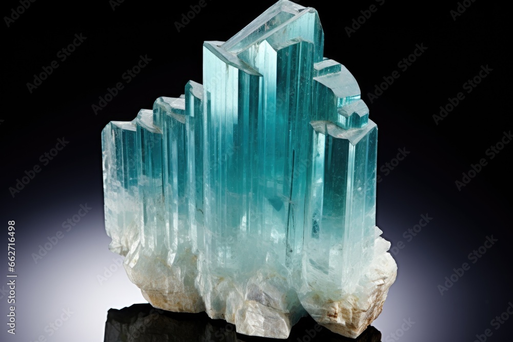 raw aquamarine crystal embedded in its rock matrix raw aquamarine crystal embedded in its rock matrix
