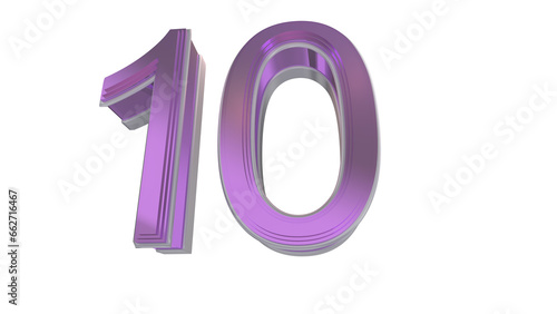 Creative purple 3d number 10