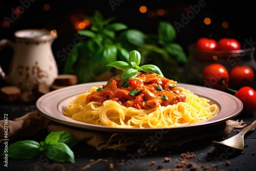 indian curry served with italian pasta