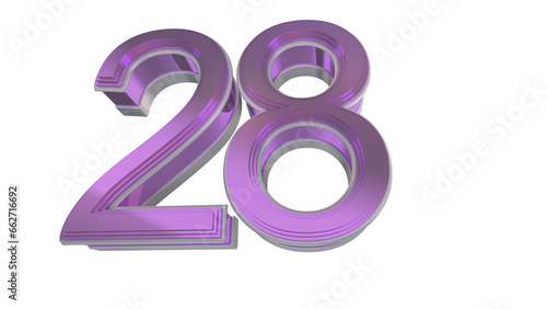 Creative purple 3d number 28