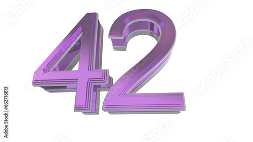 Creative purple 3d number 42