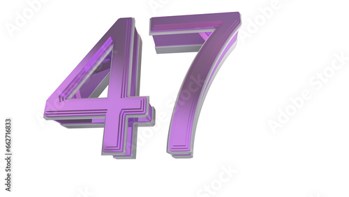 Creative purple 3d number 47